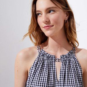 LOFT | Gingham Peplum Halter Cami
